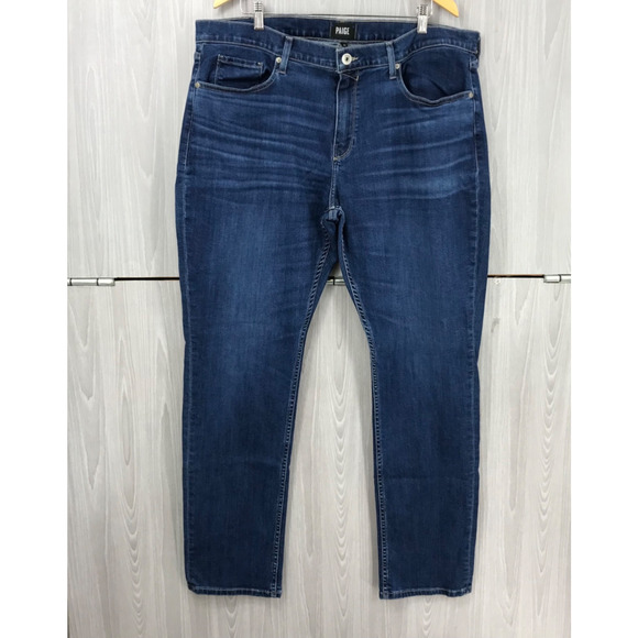 Paige Federal Jeans Men's 40 Blue Slim Straight Flex Stretch Dark Wash Denim - Picture 1 of 12